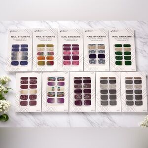 Nail Sticker Bundle Lot 10 Sets Press On Nail Wraps Mixed Designs Glitter NWT